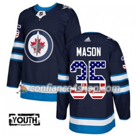Adidas Maillot de Hockey Winnipeg Jets Steve Mason 35 2017-2018 Bleu Marine USA Flag Fashion Authentic - Enfant